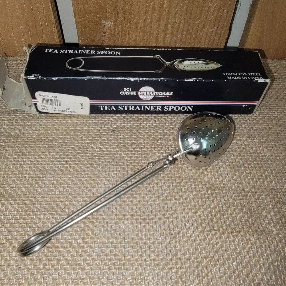 Vintage Cuisine International Tea Strainer Spoon Stainless Steel Open Box